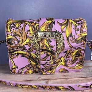 Versace Jeans Collection Vegan Leather Pink and Gold Crossbody Bag